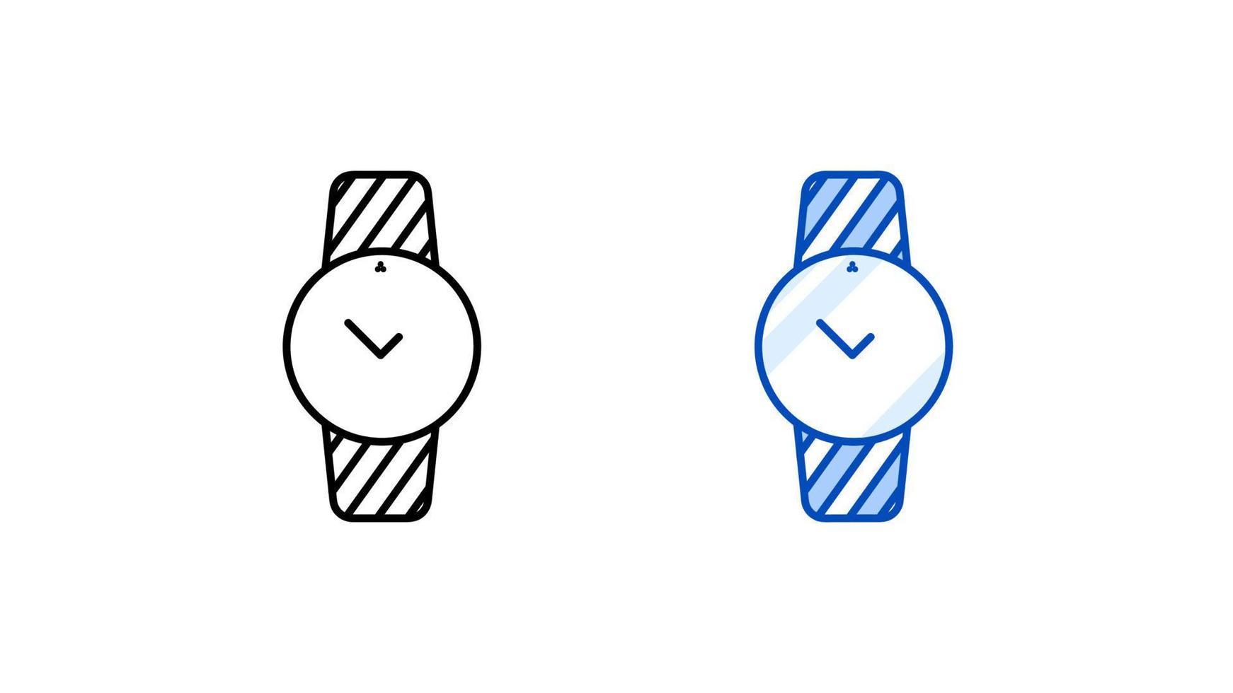 modernes Smart-Watch-Icon-Set. moderne einfache runde bildschirmuhr. lineare und farbige symbolfertige vorlage. Laden Sie einen einfachen linearen Touchscreen-Vektor für intelligente Geräte herunter. weißer Hintergrund. vektor