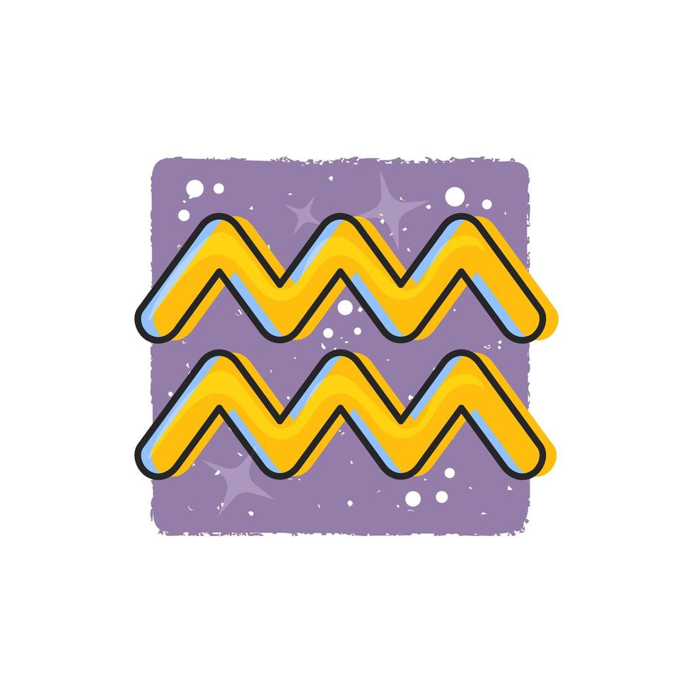 Wassermann - Tierkreiszeichen. Cartoon-Symbol auf lila Hintergrund vektor