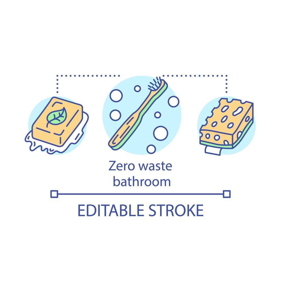 Symbol für das Konzept der Null-Abfall-Produkte für das Badezimmer. Abfallwirtschaft, umweltfreundliche Lifestyle-Idee, dünne Linie Illustration. Bio-Hautpflege-Kosmetik. Vektor isoliert Umrisszeichnung. editierbarer Strich