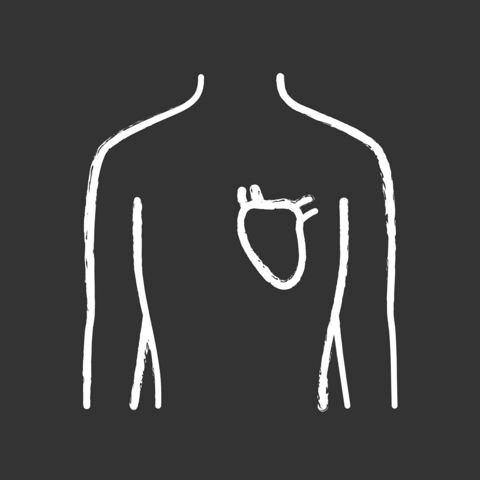 friskt hjärta krita ikon. mänskligt inre organ vid god hälsa. människors välbefinnande. fungerande kardiovaskulära system. hälsosam fysisk hälsa. isolerade svarta tavlan vektorillustration vektor