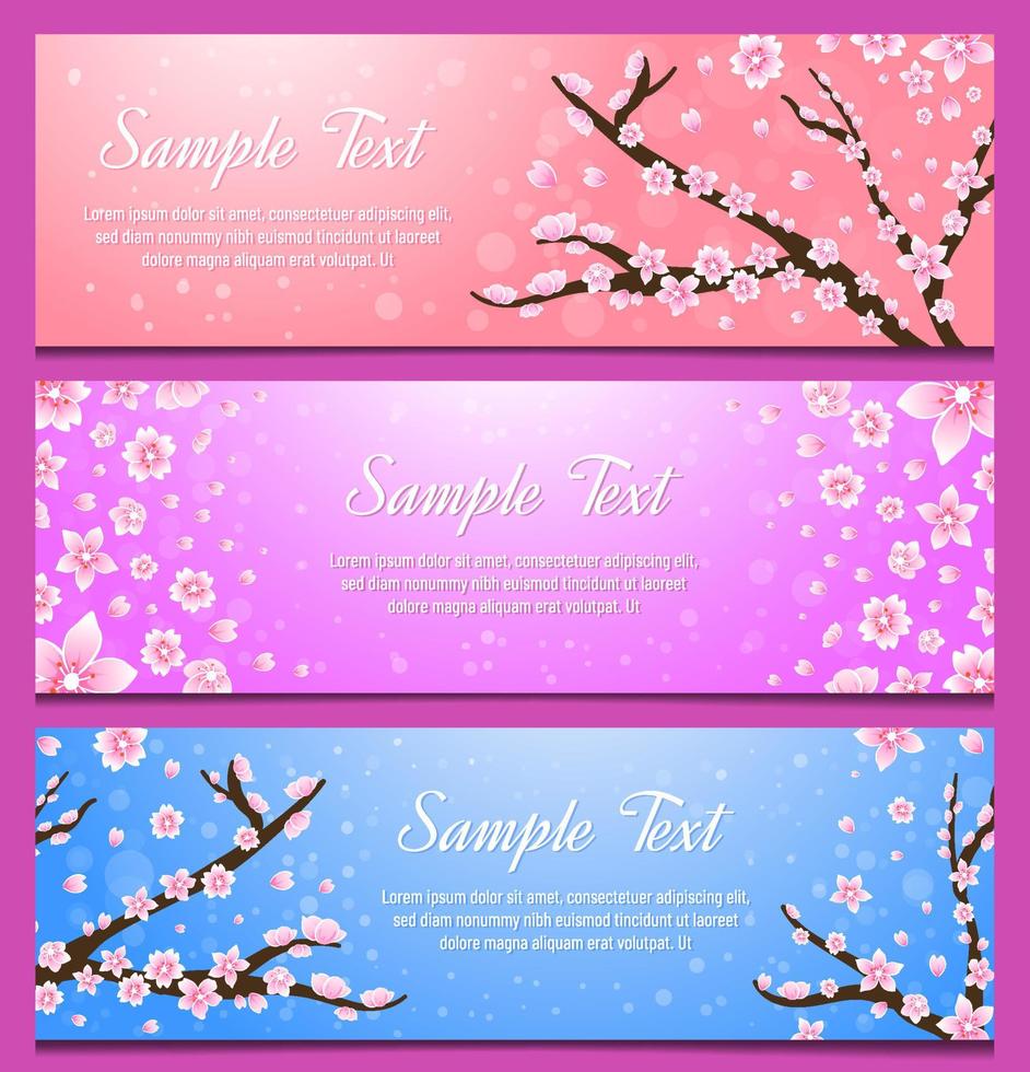 cherry blossom banner set vektor
