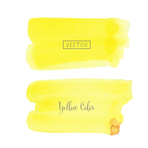 Gelbes Bürstenanschlagaquarell auf weißem Hintergrund. Vektor-illustration vektor