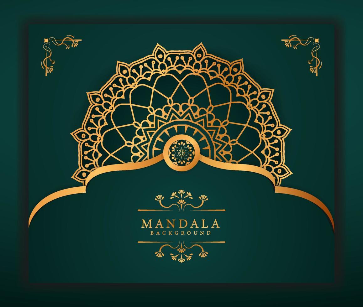 moderner Luxus-Mandala-Hintergrund mit goldgemustertem Stil. Dieses Design ist perfekt für Ramadan-Hintergrund, Einladungskarte, dekorativen Hintergrund, Druck, Banner, Poster, Cover, Broschüre, Flyer usw. vektor