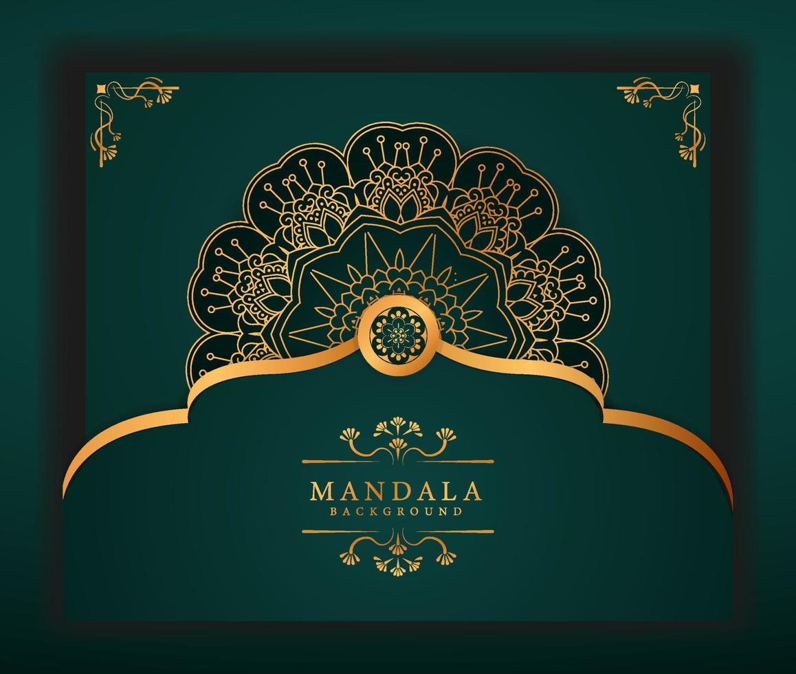 moderner Luxus-Mandala-Hintergrund mit goldgemustertem Stil. Dieses Design ist perfekt für Ramadan-Hintergrund, Einladungskarte, dekorativen Hintergrund, Druck, Banner, Poster, Cover, Broschüre, Flyer usw. vektor