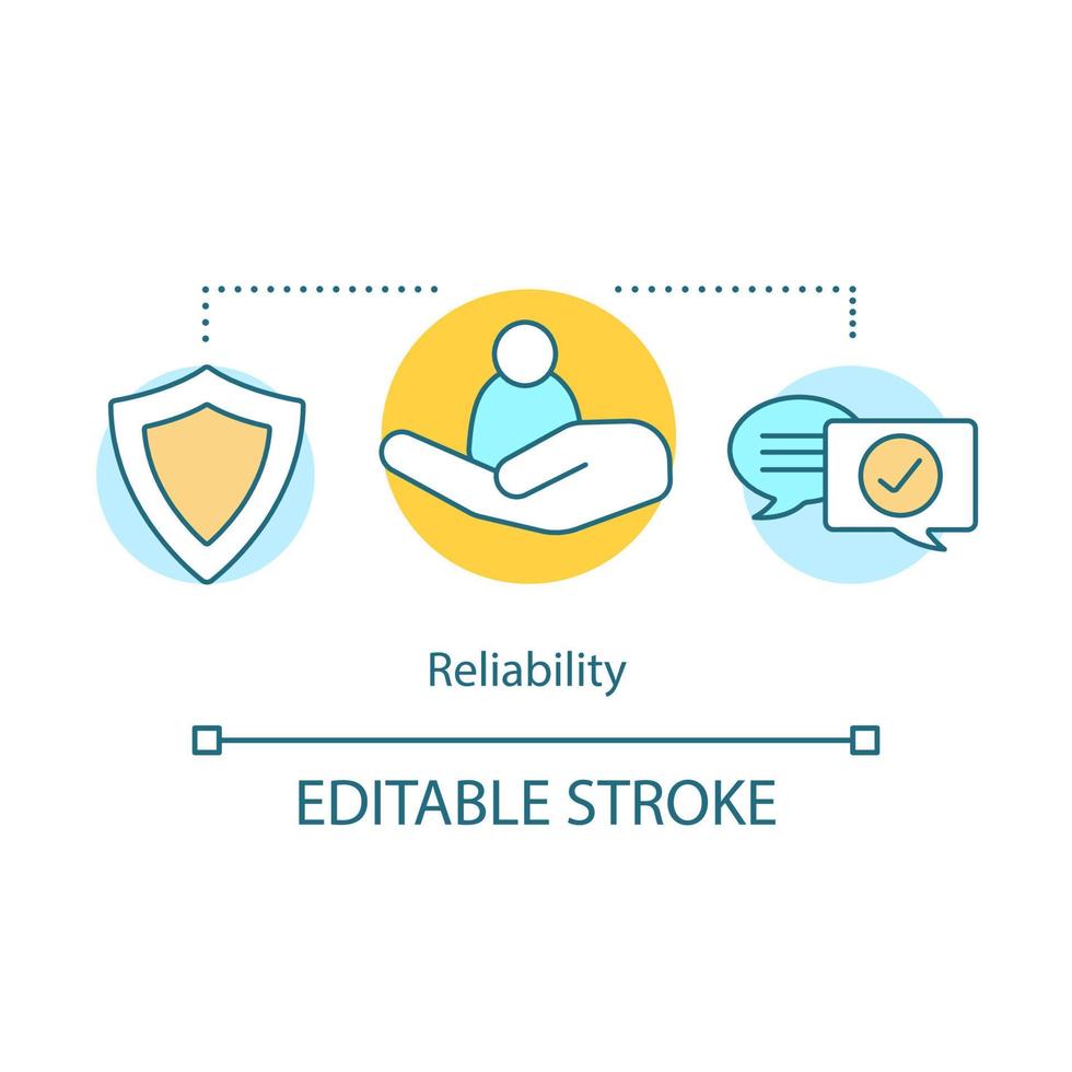 tillförlitlighet koncept ikon. försäkring idé tunn linje illustration. affärsetik. företagspolicy. anställdas skydd. arbetsplatssäkerhet, vakt. vektor isolerade konturritning. redigerbar linje