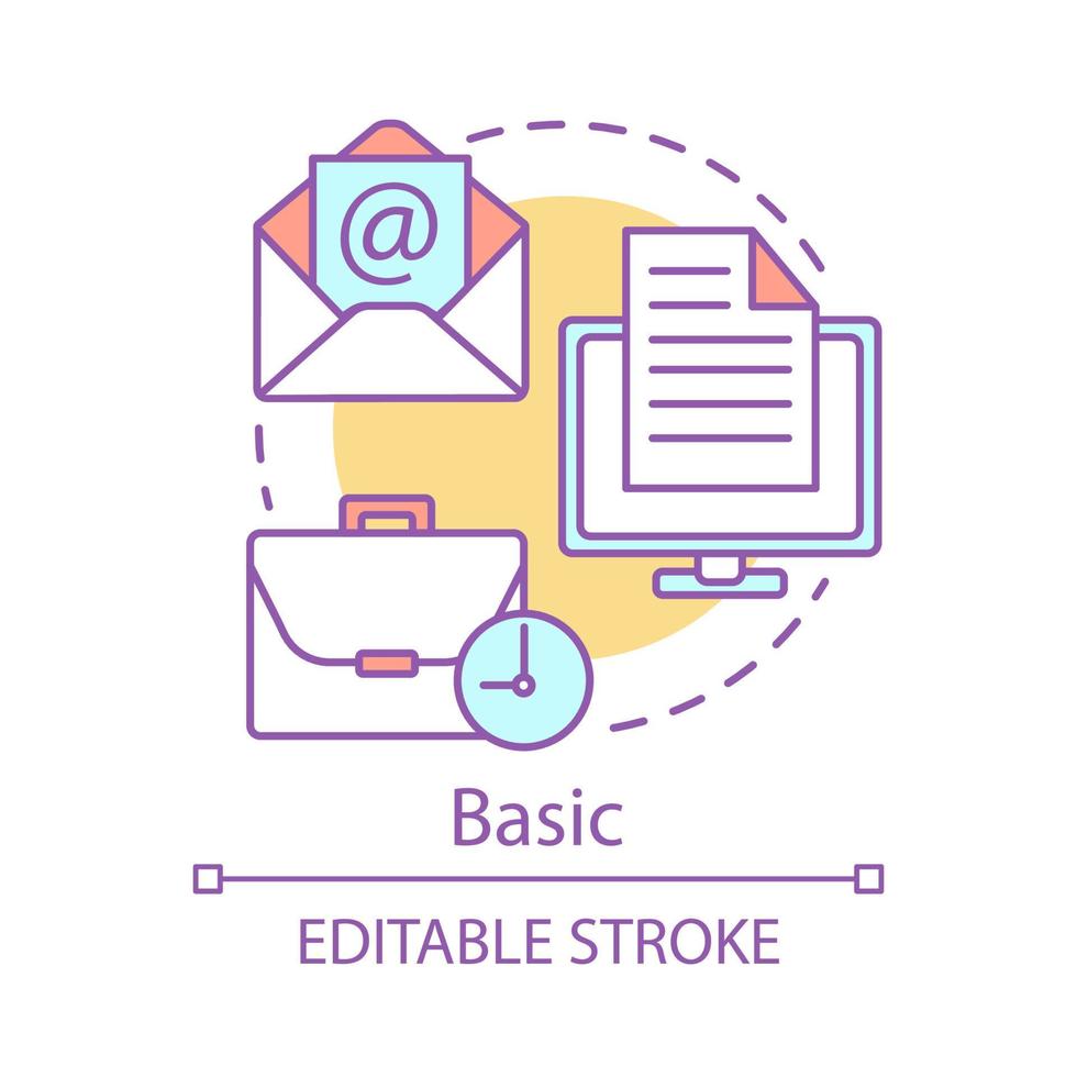grundläggande koncept ikon. e-postmarknadsföring prenumeration tariff idé tunn linje illustration. nyhetsbrev meddelanden. kunddatabas. reklamtjänst. vektor isolerade konturritning. redigerbar linje