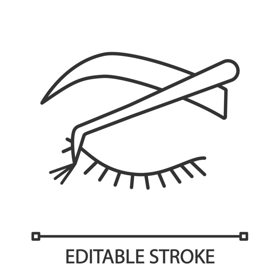 Lineares Symbol für Cluster-Wimpernverlängerung. dünne Liniendarstellung. semipermanente oder temporäre Wimpern. 3D-Volumen-Flare-Wimpern. Kontursymbol. Vektor isoliert Umrisszeichnung. editierbarer Strich