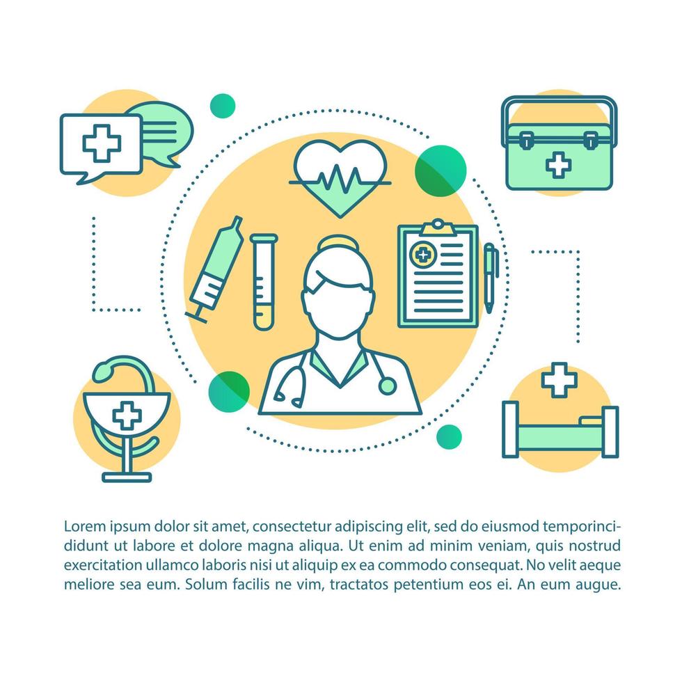 lineare illustration des pflegedienstkonzepts. Medizin und Gesundheitswesen. Artikel, Broschüre, Zeitschriftenseite. Klinik, Krankenhaus. Betreuer, Krankenschwester, Betreuer. Heimpflege. Druckdesign. Vektor isolierte Zeichnung