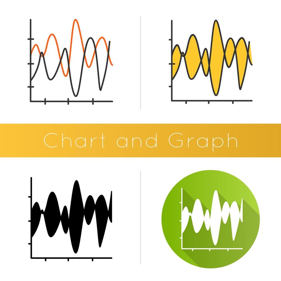 Stream-Grafik-Symbol. seismisches Diagramm. Amplituden und Bewegungswellen. Strahlungskurvendiagramm. Wissenschaftliche Forschung und Bericht. flaches Design, lineare und Farbstile. isolierte Vektorgrafiken vektor