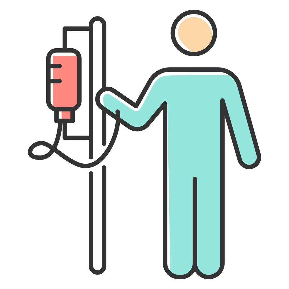 Pipettenfarbsymbol. Medizinische Prozedur. Gesundheitsdienste. Patient mit Tropf. Krankenhausaufenthalt. Infusion. professionelle klinische Behandlung. postoperative Betreuung. Erholung. isolierte Vektorillustration vektor