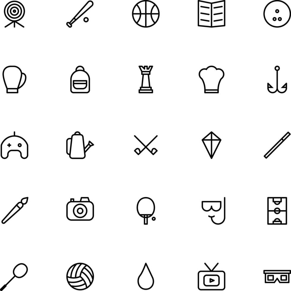 Hobby-Icons im Linienstil für jeden Zweck, perfekt für die Präsentation von mobilen Apps auf der Website vektor