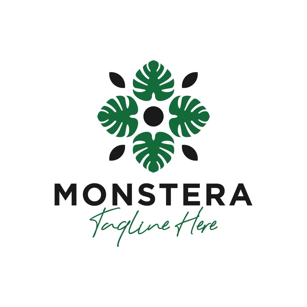 Monstera-Blütenblatt-Vektor-Illustration-Logo-Design vektor