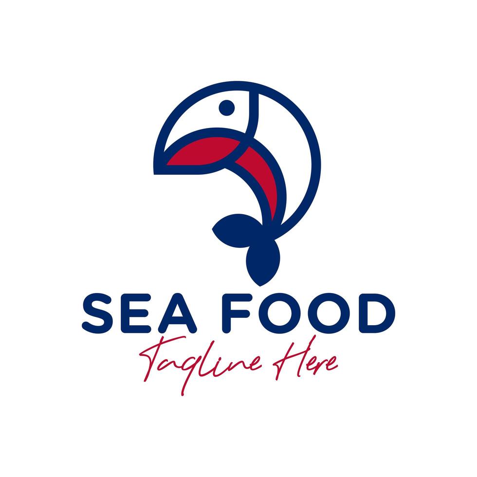 marine fische illustration skizzieren logo design vektor