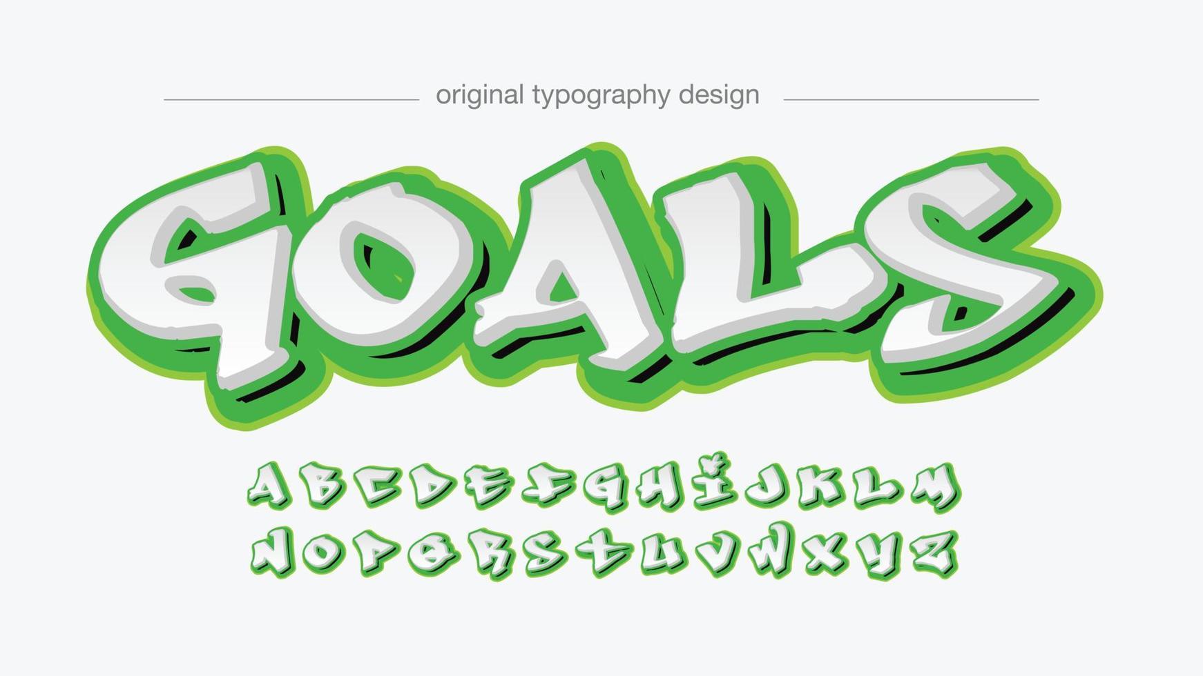 grün-weiße 3d-Graffiti-Typografie vektor