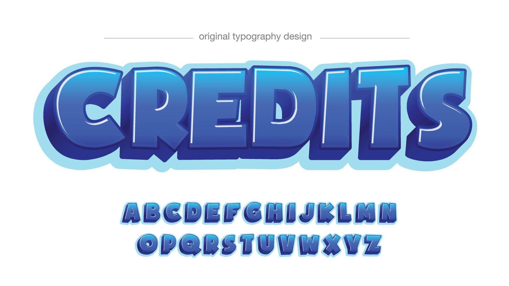 blaue 3d-cartoon-großbuchstaben-typografie vektor