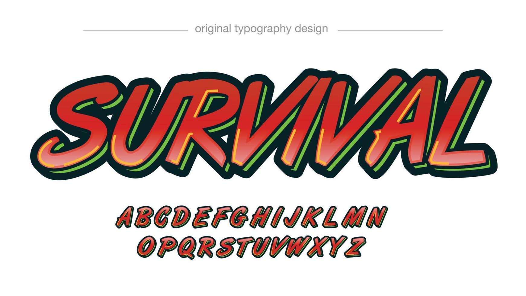 röd och grön kursiv graffiti stil typografi vektor