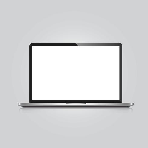 Laptop med blank skärm isolerad på vit bakgrund, platt vektor design