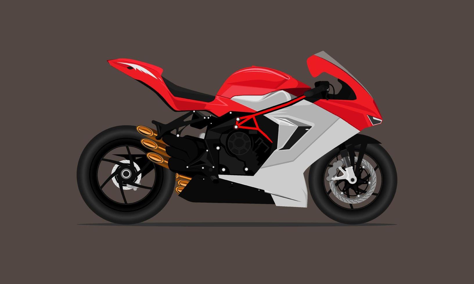 stor cykel sport motorcykel snabb hastighet modern sytle röd grå färg. vektor illustration eps10
