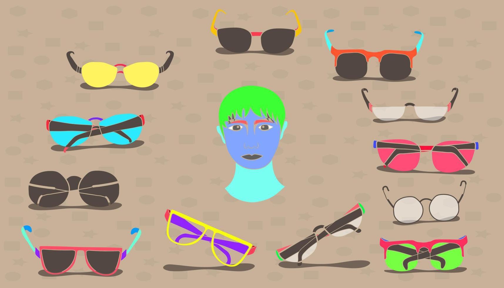 satz sonnenbrille minimale bunte zeichnung design vintage style. Vektorillustration eps10 vektor