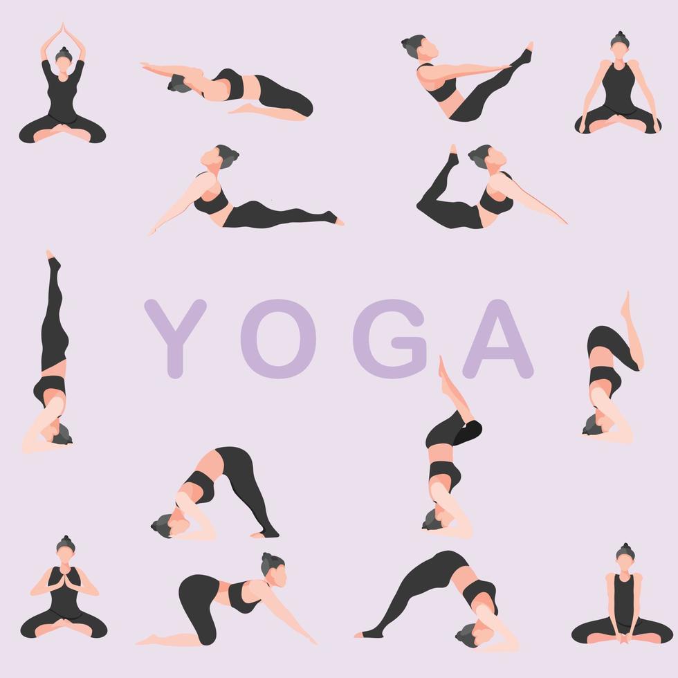 Yoga-Pose-Fitness-Mädchen-Gymnastik-Vektor-Illustration eps10 vektor