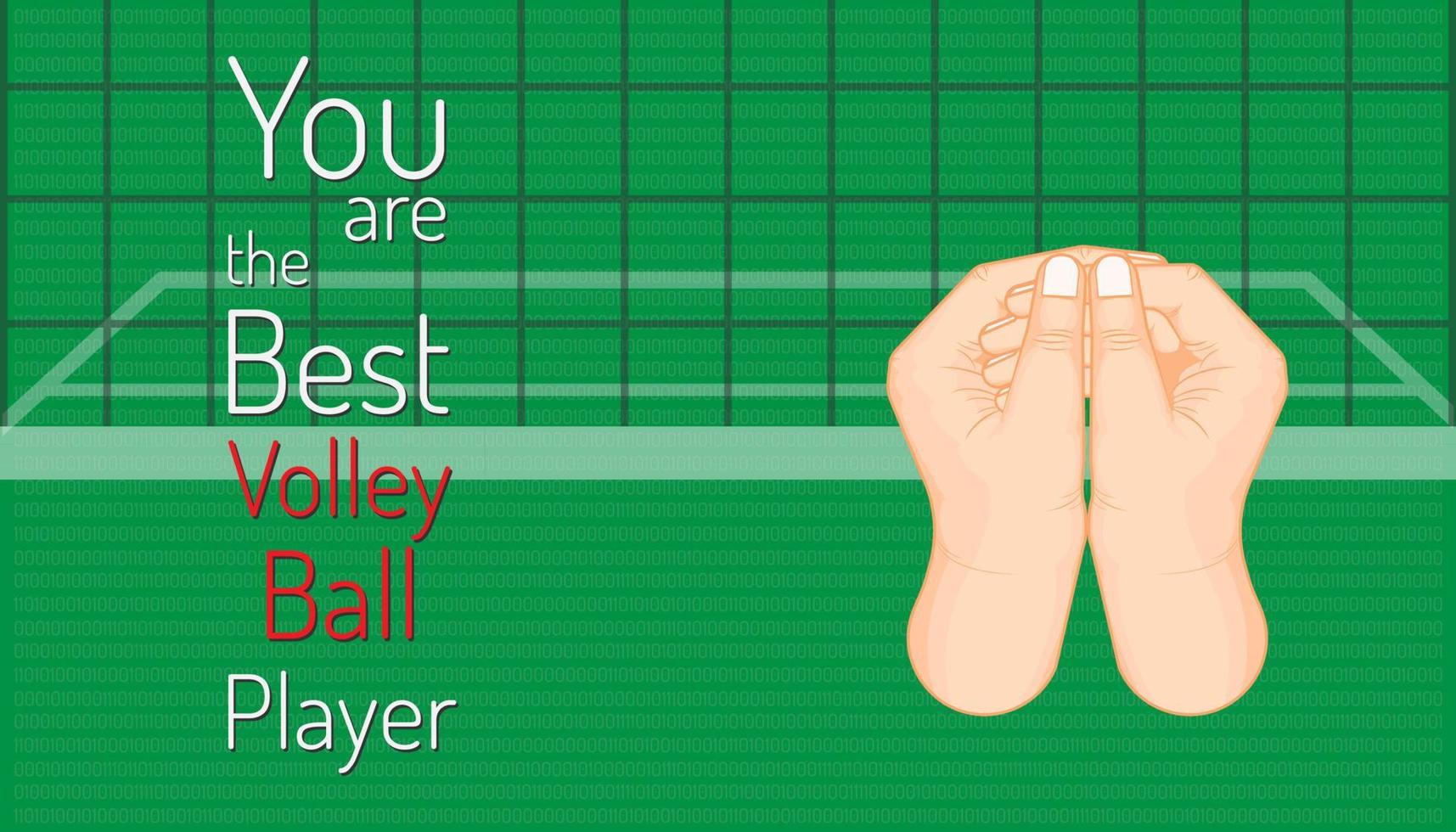 du är den bästa volleybollsspelaren. vänster hand som håller höger hand är redo för fair play. vacker färgbakgrund. vektor illustration eps10