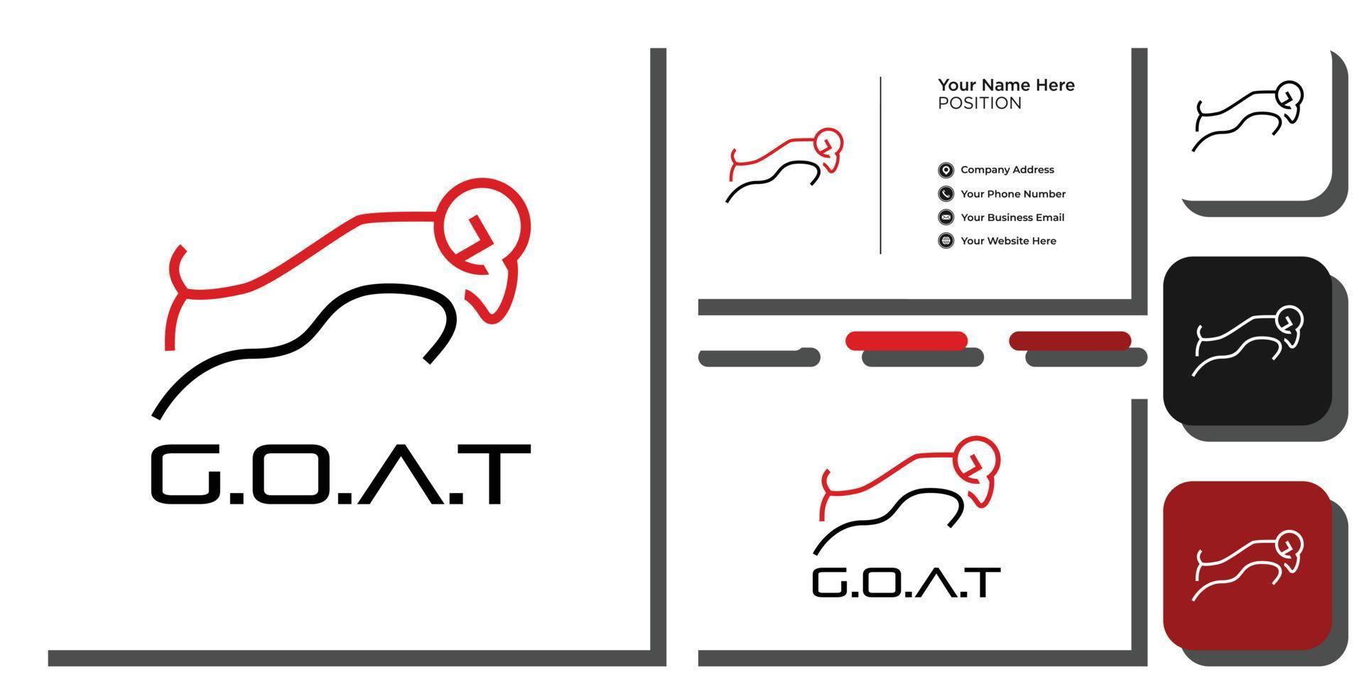 ziege symbol horn initialen hauptstadt abstrakt tiere rot schwarz mit visitenkartenvorlage vektor
