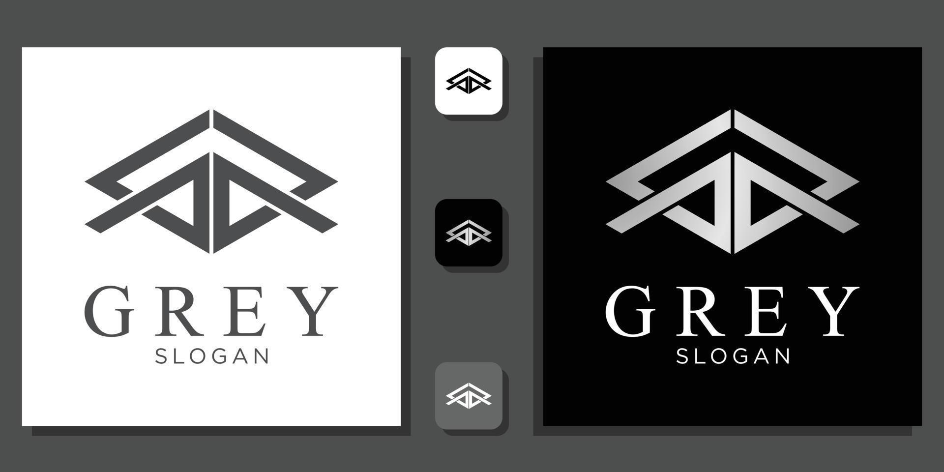 grå symbol geometrisk abstrakt bokstav initial stor pil upp med app mall vektor