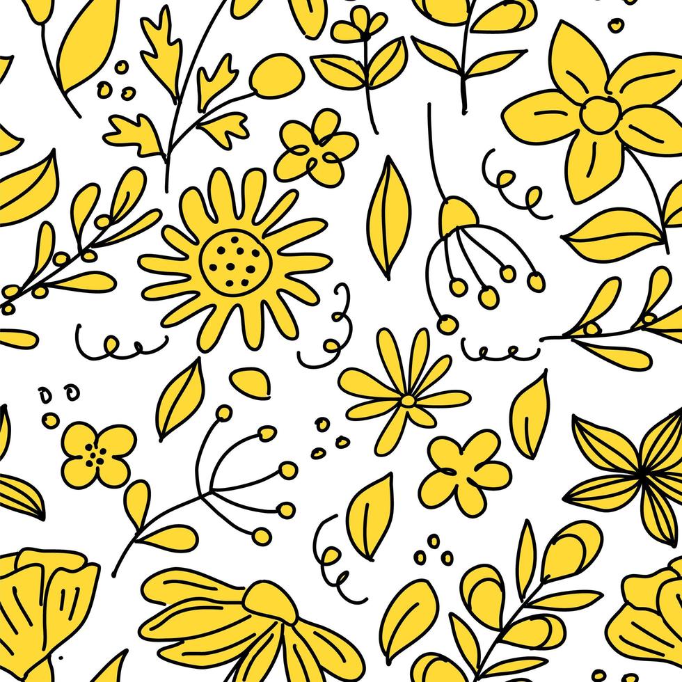 seamless mönster av blommor isolerade på vitt. vektor illustration