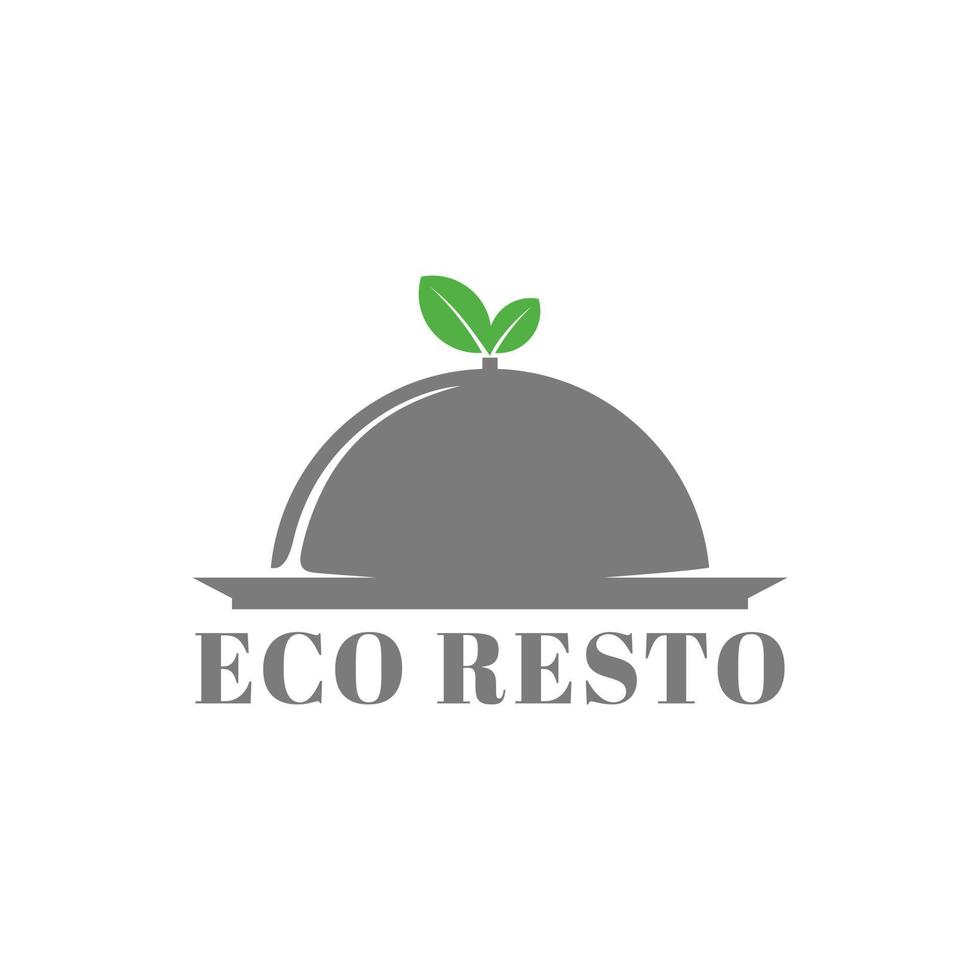 graugrünes Öko-Resto-Logo, gut für vegetarisches Restaurant vektor