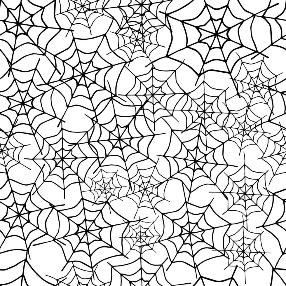 glückliches halloween-vektornahtloses muster. Spinnennetz-Hintergrund. urlaub bunte textur für verpackung, tapeten, textilien, scrapbooking. handgezeichnete Vektorgrafik im Doodle-Stil. vektor