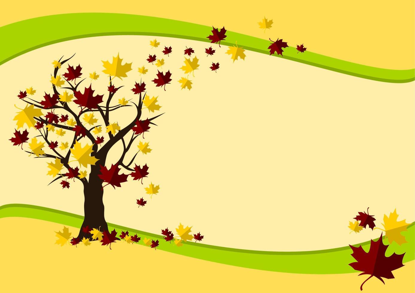 Bearbeitbare Herbstvektorillustration mit windigen und gefallenen Blättern für Texthintergrund vektor
