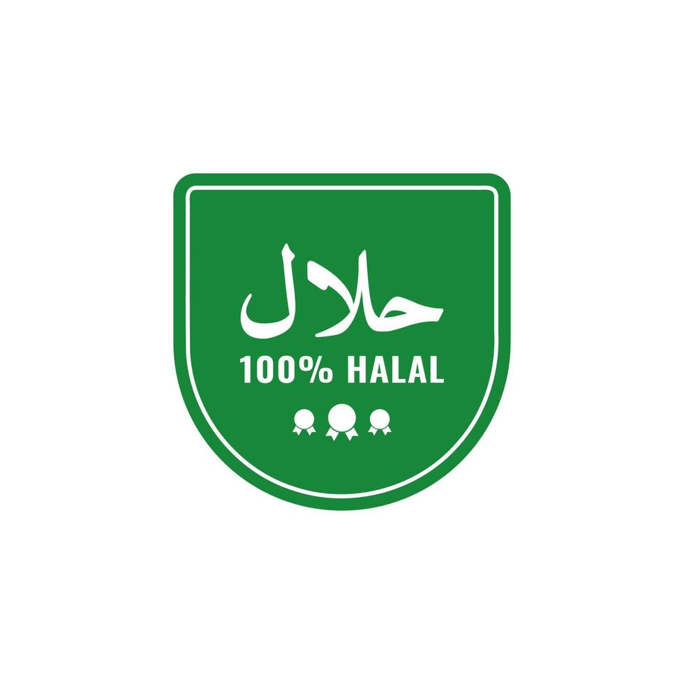 Halal-Lebensmittel-Symbol-Logo-Stempelvektor, Halal-Zertifikat-Tag-Zeichen für Lebensmittel- und Getränke-Produktaufkleber vektor