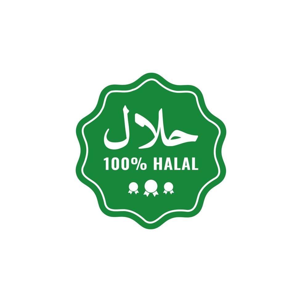 Halal-Lebensmittel-Symbol-Logo-Stempelvektor, Halal-Zertifikat-Tag-Zeichen für Lebensmittel- und Getränke-Produktaufkleber vektor