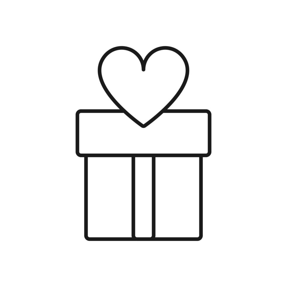 presentförpackning hjärta ikon, platt design vektor