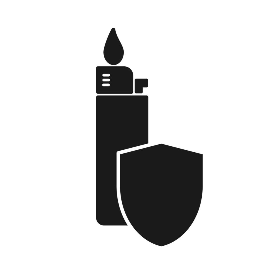 Feuerzeugsymbol mit Schutzzeichen. vektor
