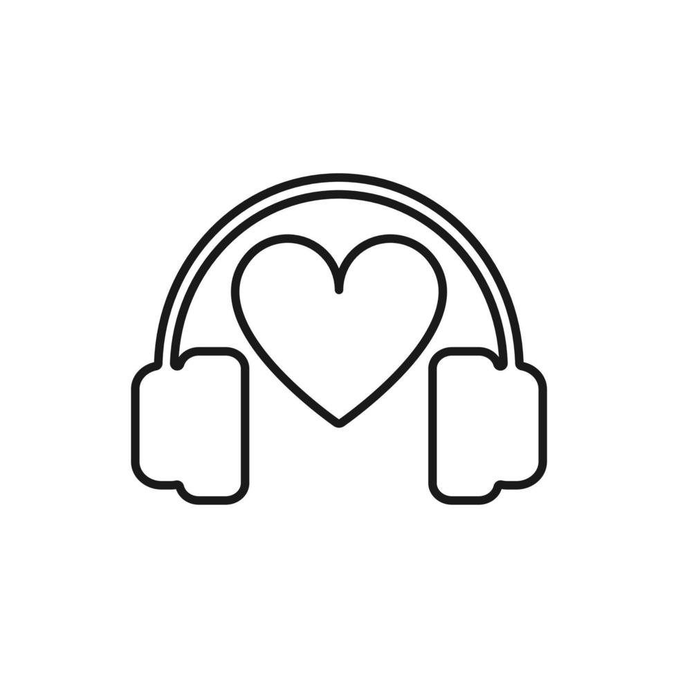Kopfhörersymbol mit Herzliebessymbol vektor