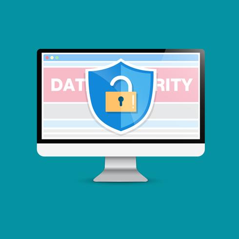 Konzept ist Datensicherheit Zugriffserfolg. Schild auf dem Computer-Desktop schützen sensible Daten. Internet sicherheit. Vektor-Illustration. vektor