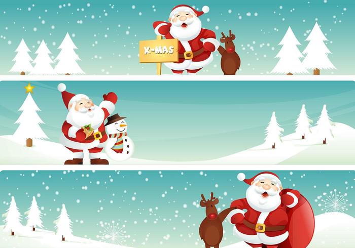 Weihnachtsmann und Rentier Christmas Banner Vector Pack