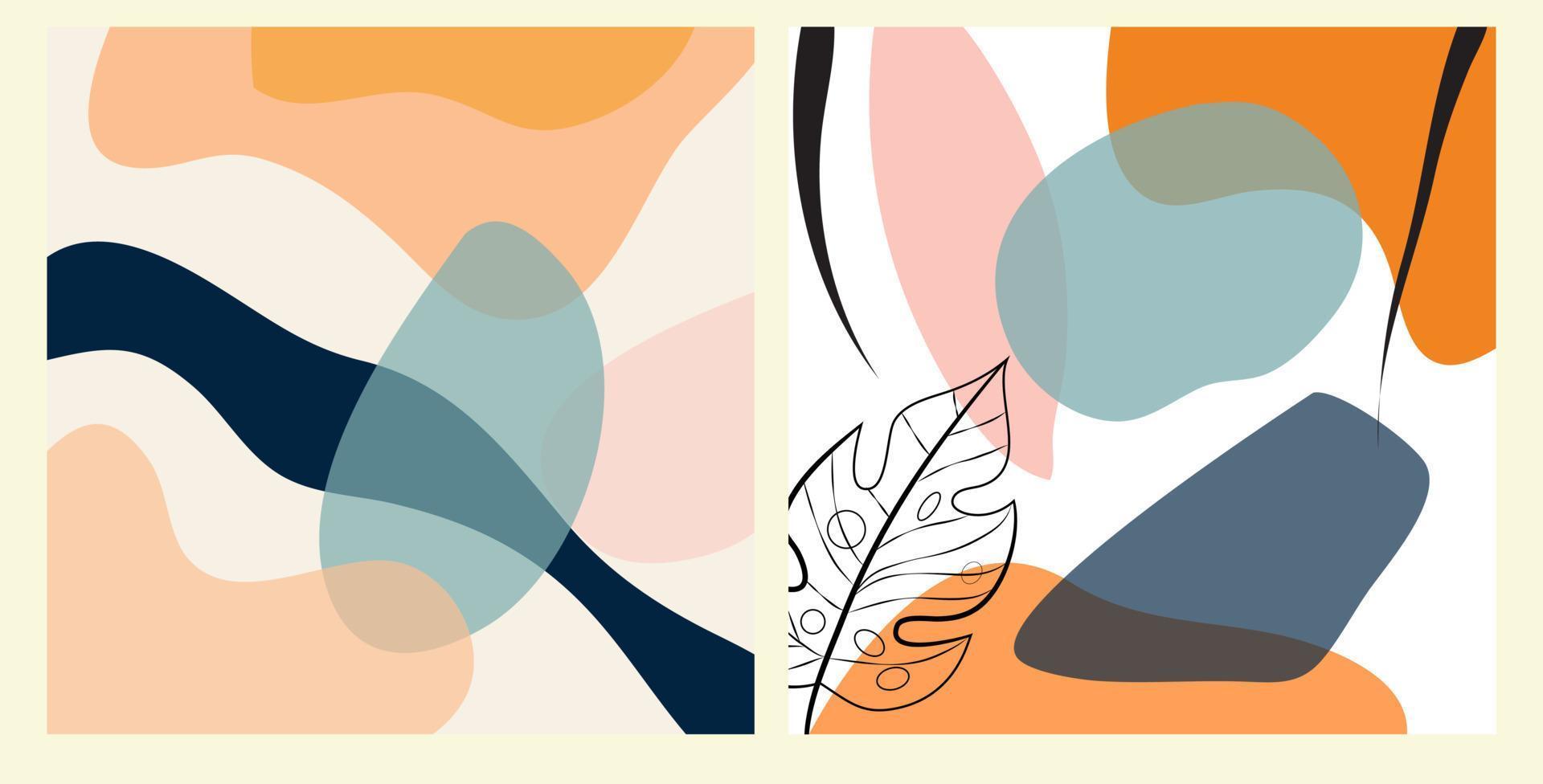 abstrakte Hintergründe Poster Sammlung zwei verschiedene Modelle mit Blättern Illustration. ideal für Hintergründe, Einladungen und Kosmetikbox-Designs vektor