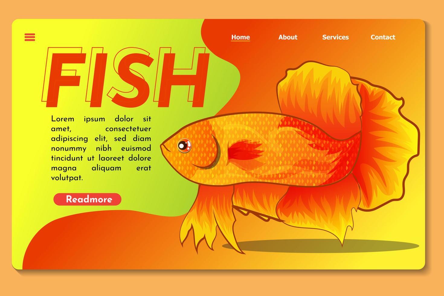 målsida eller webbsida designmallar för petshop, aquaspace, fisk och betta fisk. handritade vektorillustrationskoncept för webbplats- och mobilwebbplatsutveckling. vektor
