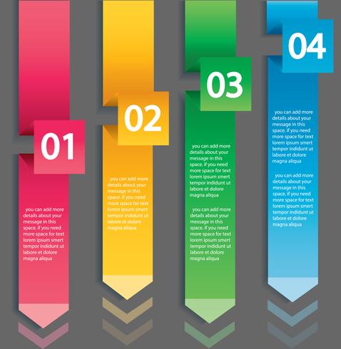 Pfeil Infographik Konzept. Vektor Vorlage mit 4 Optionen, Teile, Stufen, Schaltflächen. Kann für Web, Diagramm, Grafik, Präsentation, Diagramm, Bericht, Schritt für Schritt Infografiken verwendet werden. Abstrakter Hintergrund