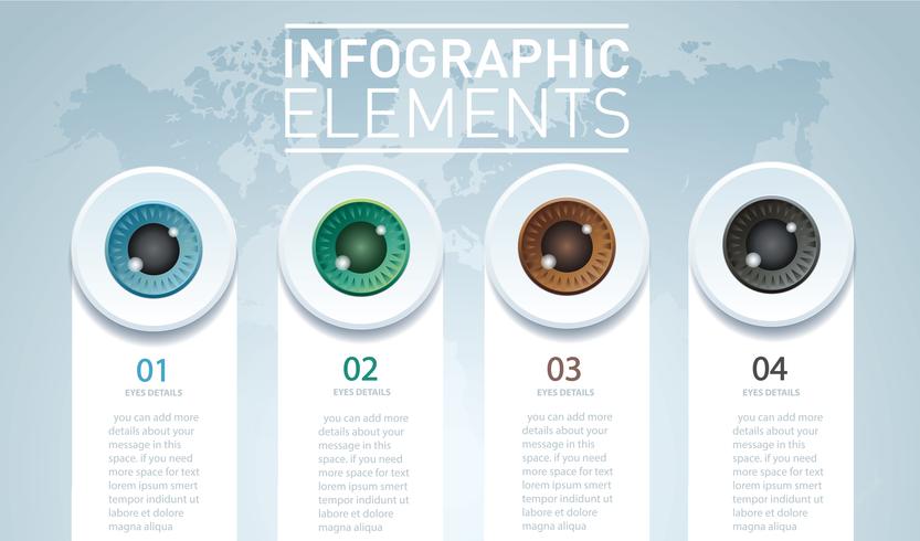 Augenfarbe Infografik. Vektorschablone mit 4 Wahlen. Kann für Web, Diagramm, Grafik, Präsentation, Diagramm, Bericht, Schritt für Schritt Infografiken verwendet werden. Abstrakter Hintergrund vektor