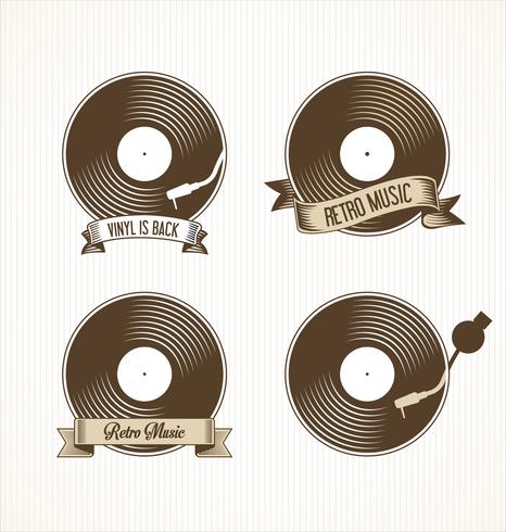 Vinyl rekordbutik retro grunge banner vektor