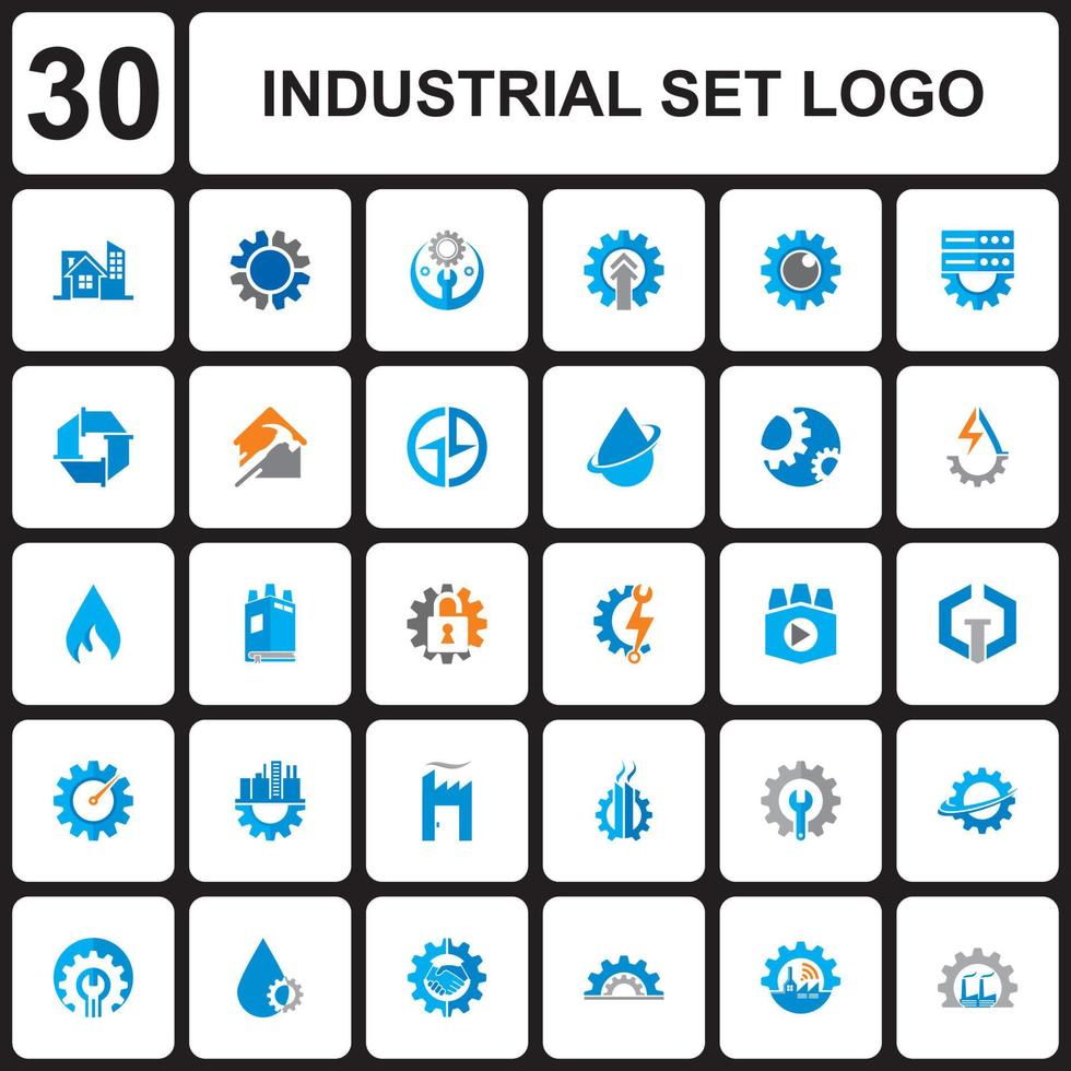 Engineering-Industrie-Set-Logo, Industrie-Set-Logo vektor