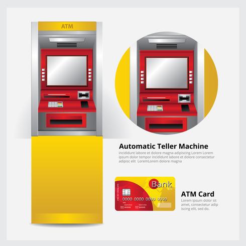 ATM Automatisk Teller Machine med ATM Card Vector Illustration