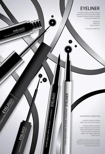 Kosmetisk Eyeliner med Förpackning Poster Design Vektor Illustration