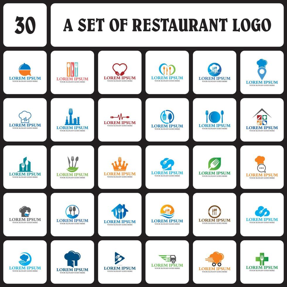 eine Reihe von Restaurant-Logos, eine Reihe von Lebensmittel-Logos vektor