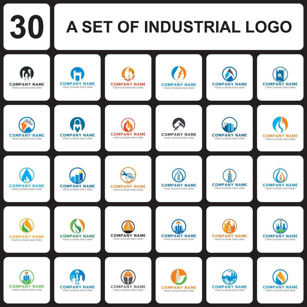 en uppsättning industrilogotyp, en uppsättning industriell logotyp vektor