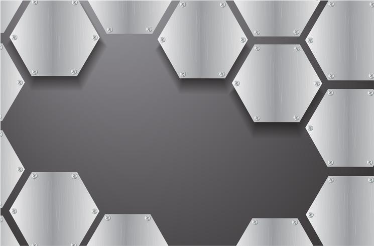 Plattenmetallhexagon und schwarzer Hintergrund vector Illustration