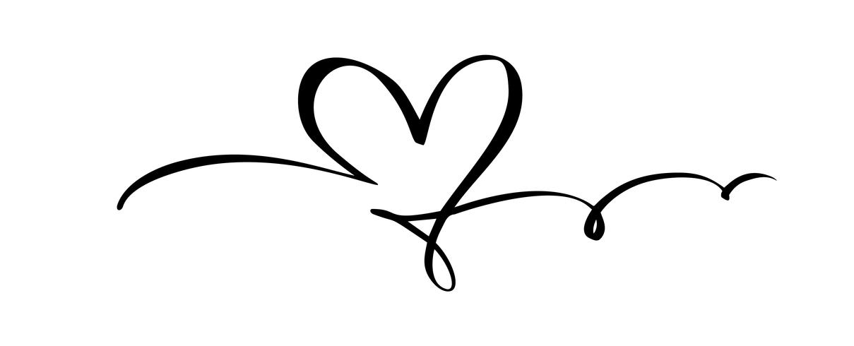 Hand gezeichnetes Herzliebeszeichen. Romantische Kalligraphie-Vektor-Illustration. Concepn-Ikonensymbol für T-Shirt, Grußkarte, Plakathochzeit. Flaches Element des Designs des Valentinstags vektor